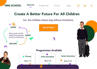 HNG School design landingpage productdesign ui uidesign uiux