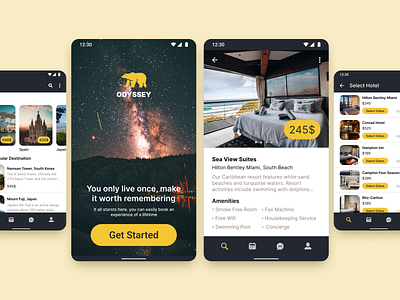 Travel App android app branding dashboard design illustration logo travel typography ui ux vector yellow