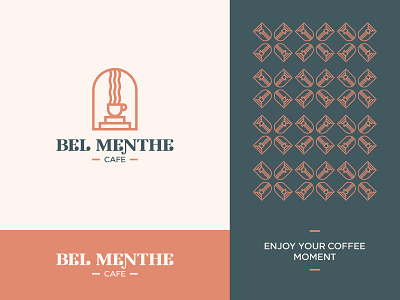 Bel Menthe Cafe Logo 30dayslogochallenge brand branding cafe logo coffee shop cup logo dailylogochallange design geometric logo graphic design identity branding identity design illustration logo logocore monoline logo pattern design restaurant logo ui vector