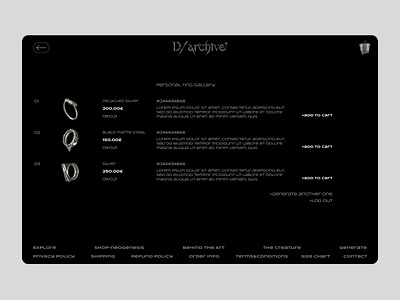 D/Archive branding dark design jewelry logo ui ui design ux web webdesign