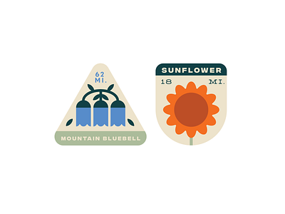 Pedalfest Badges 2 badges cycling flower miles mountains outdoor road biking route utah vector wildflower