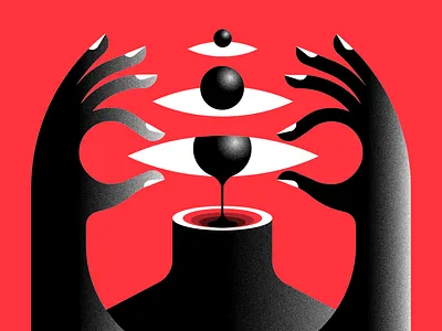 Lost My Head abstract design black design eyeballs hands illustration red surrealism vector