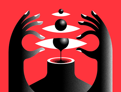 Lost My Head abstract design black design eyeballs hands illustration red surrealism vector