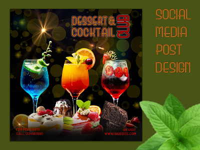 Social Media Post blue club cocktail colourful design desserts facebook ad facebook banner graphic design instagram post instagram stories orange party photoshop red social media banner social media post trends