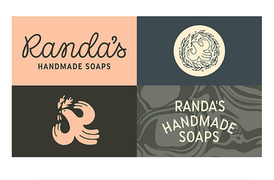 Randa's Handmade Soaps badge branding design lettering linework logo sans type vector wordmark
