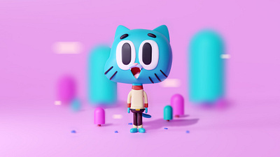 3D Gumball with Blender 3d 3dillustration blender blender3d blendermodeling cartoonnetwork cat gumball modeling