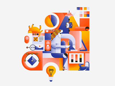 UX Designer art art deco bauhaus branding design experience geometric illustration midcentury minimal minimalist modern procreate retro ui user ux
