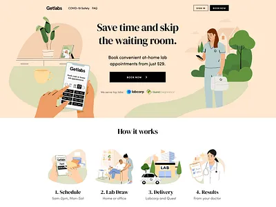 GetLabs website character design graphic illustration lab pastel people vector website woman