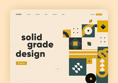 Flowz Landing Page clean convrtx design geometric landing page minimal modern product design ui uiux unique ux vector versatile web web app website website design
