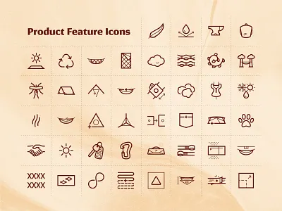 Product Feature Icons - continued branding icon set iconography icons kammok logo outdoors product features texture
