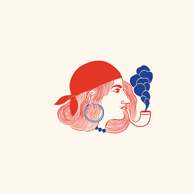 Mujer pirata con pipa design illustration vector