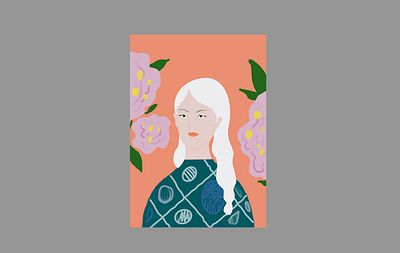 Women with Flowers graphic design illustration