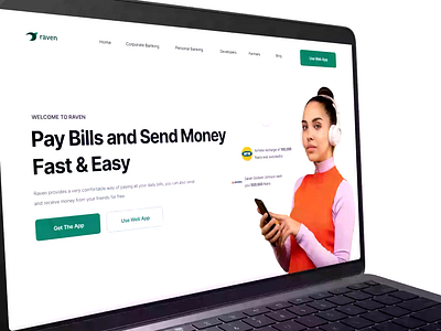 Raven Bank - Money Transfer & Corporate Banking animation app banking corporate banking dailui design finance fintech floats invoice money raven send send money transfer ui uid ux uxui web