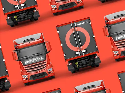 Brutus grid orange road tires truck typography