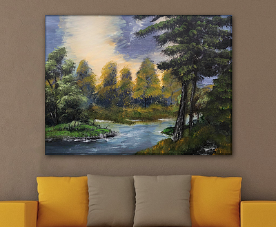 Happy Trees bob ross canvas painting photoshop