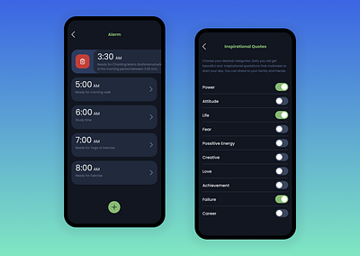 Alarm App - Morning alarm clock alarm app alarm app concept alarm app ui alarm application alarm clock alarm clock minimal app alarm motivation figma design mobile app mobile app design motivate alarm smart alarm clock app uiux user experience user interface