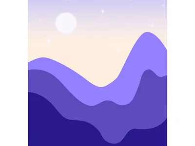 Twilight Mountains adobe illustrator digital art dusk graphic design illustration illustrator landscape moon mountains night stars twilight vector