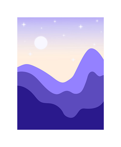 Twilight Mountains adobe illustrator digital art dusk graphic design illustration illustrator landscape moon mountains night stars twilight vector