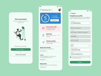 Book a Covid-19 Vaccine app health app ui vaccine app