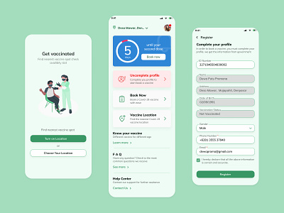 Book a Covid-19 Vaccine app health app ui vaccine app