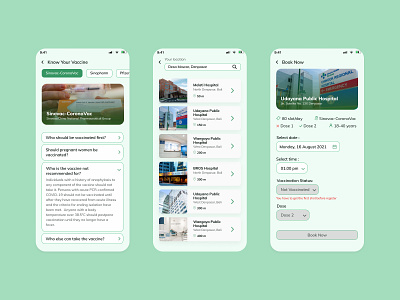 Book a Covid-19 Vaccine app health app ui vaccine app