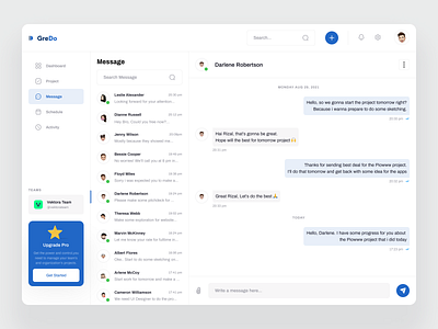 GreDo Project Management - Message Room clean dashboard design projectmanagement task ui userinterface ux website