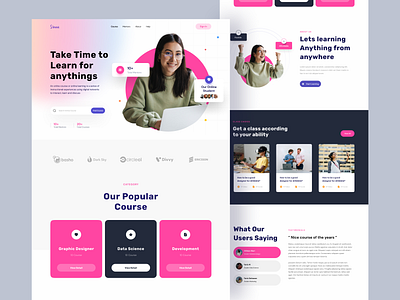 Sinau - Website Landing Page design hero landing page online course study ui ui design uidesign userinterface ux ux design uxdesign web design website