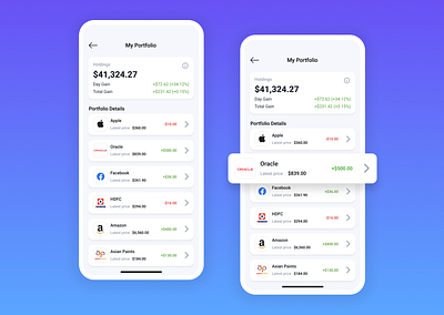Stock Investment - My Portfolio investment app mobile app mobile app design mobile app ui design stock app stock investment stock investment mobile app stock market app trading app uiux user experience user interface visual design
