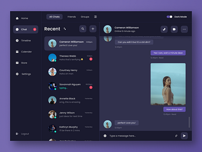 Exploration - Messenger Dashboard app design chat creative dark dark mode dashboard design desktop exploration figma figma design messenger night mode product design ui ui design