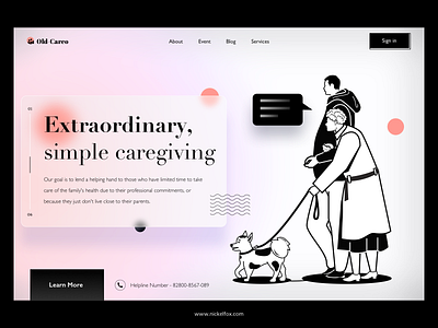 Old-Careo :- Old age care landing page art branding color design exploration gradients graphic design header helping heropage illustration lineart logo minimal old age care sketch ui ux vector webdesign