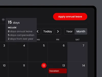 Annual leave application system app design layout ui ux web