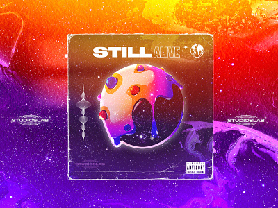 CD STILL ALIVE album cake cd colors galaxy illustration logo music space typography urbain