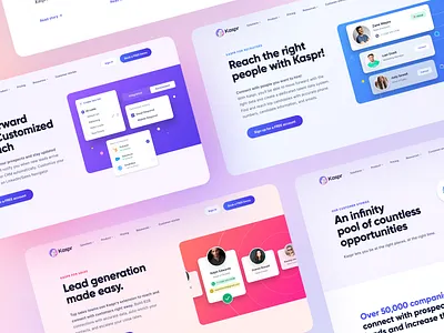 Kaspr Website - Inner Pages b2b gradient header hero kaspr landing lead generation pastel saas sales typography visual design web design website