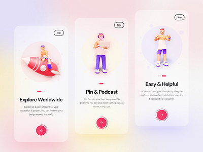 Onboarding App UI 3d android app design app app design application colorful design homepage illustration ios app design minimal mobile mobile app design mobile design mobile ui onboarding presentation trendy ui ux design user interface