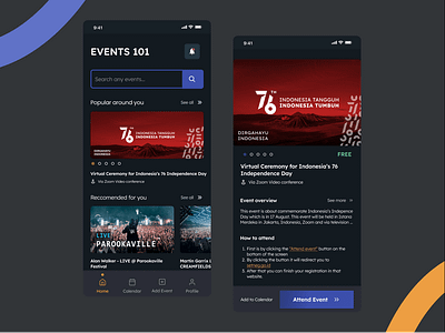 Events 101 - an event search mobile app app design designer event events app independence day mobile app ui ui design uiux uix ux ux design
