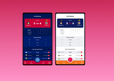 ScoreBoard Screen app championship design game gradient live mobile scoreboard screen sports app tabletennis ui