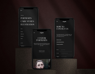 Caligrafik.art responsive screens dark mode dark theme mobile responsive webflow website