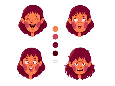 Emotions 2d 2d art adobe illustrator character character design children illustration color color palette design emotion flat girl illustration illustrator kids logo vector vector art