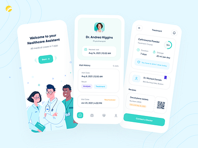 Medical Mobile App app design doctor app health app healthcare hospital illustration interface ios medical app medical illustration medicine minimal mobile app onboarding product design profile telehealth treatment ui ux