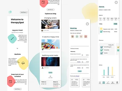 therapySpot- Stress and anxiety relief web app anxiety app app design illustration logo mental health stress app ui ux