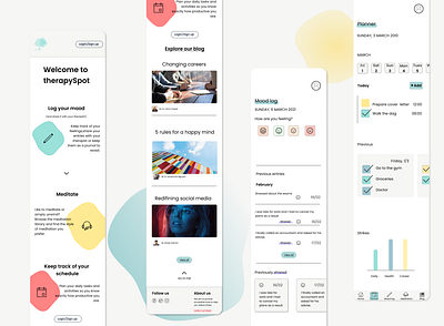 therapySpot- Stress and anxiety relief web app anxiety app app design illustration logo mental health stress app ui ux