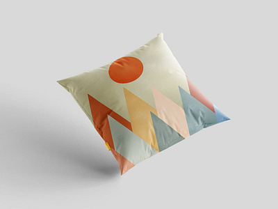 Mountains for Pillow Design illustration art illustration digital minimalistic mountains nature pattern pillow design procreate scandinavian sun t shirt design textile textile design travel