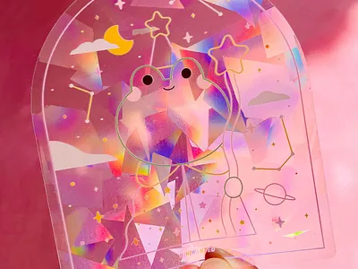 Suncatcher sticker Frog wizard frog rainbows sticker suncatcher wizard