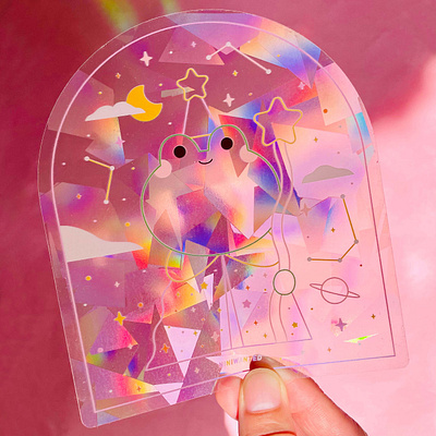 Suncatcher sticker Frog wizard frog rainbows sticker suncatcher wizard