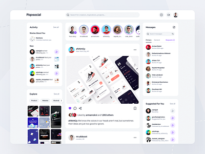 Piqosocial Web App app app design app layout app ui design figma inspiration inspire prototpe social app social media social network ui ui design user experience user interface ux ux design web app website