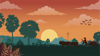 Village illustrate with Sunset illustrate landscape rebound scene sunset uidesign uiux uxdesign village weekly