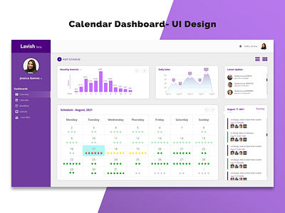 Calendar Dashboard - UI Design, Web App Design animation app design branding calendar design dailyui dashboard design graphic design illustration micro nimation typography ui ui designer uidesign uiux user interface ux designer web developer website design