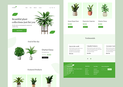 Landing page for a plant store design landing page plants ui ux