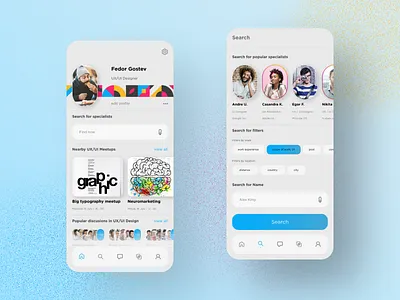 Networking Mobile app concept business concept design meet up app meetupapp mobile app mobile concept mobileapp networking profile search ui ux