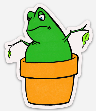 Frog-plant design flat illustration sticker stickers vector